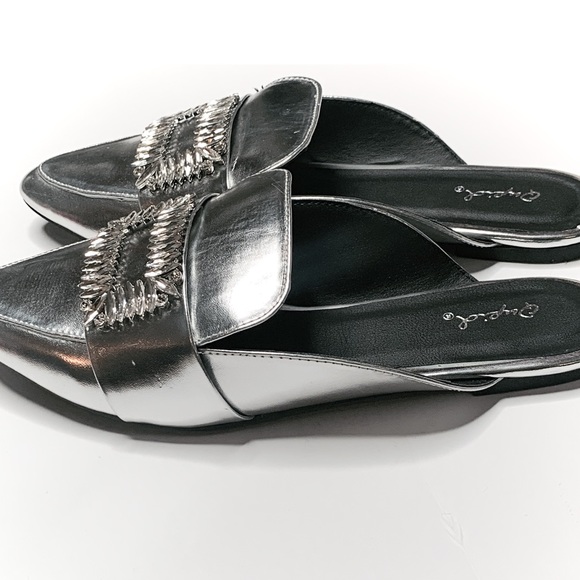 Qupid Women's SWIRL-104 Mule Silver 8.5 US - Picture 4 of 7